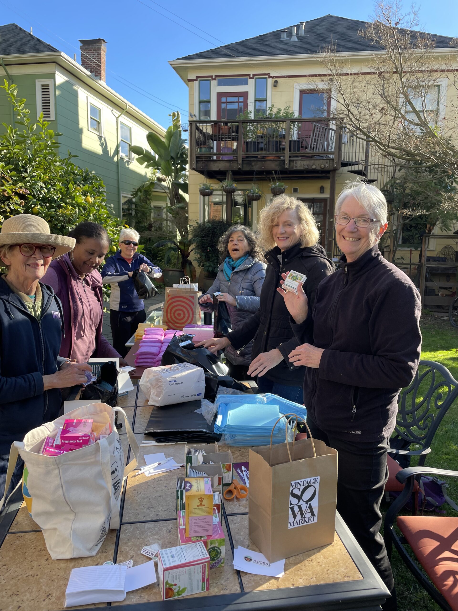 Volunteers making abortion care comfort kits.